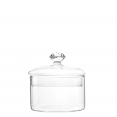 GLASS CANDY JAR WITH DIAMOND HANDLE (S)