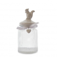 GLASS JAR WITH CERAMIC SQUIRREL TOP : LARGE