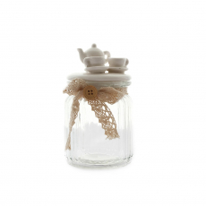 CANDY JAR WITH TEA SET TOP