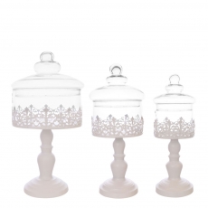 TIN CANISTER WITH GLASS TOP S/3