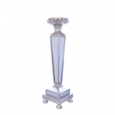 MIRROR POLYRESIN CANDLE HOLDER SILVER 20