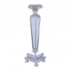 MIRROR POLYRESIN CANDLE HOLDER SILVER 23.5